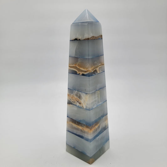 Vintage Neoclassical Banded Onyx Obelisk Tower