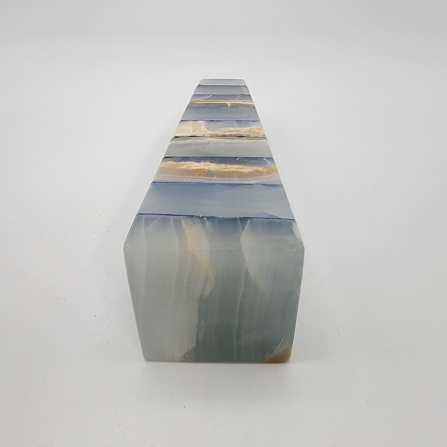 Vintage Neoclassical Banded Onyx Obelisk Tower