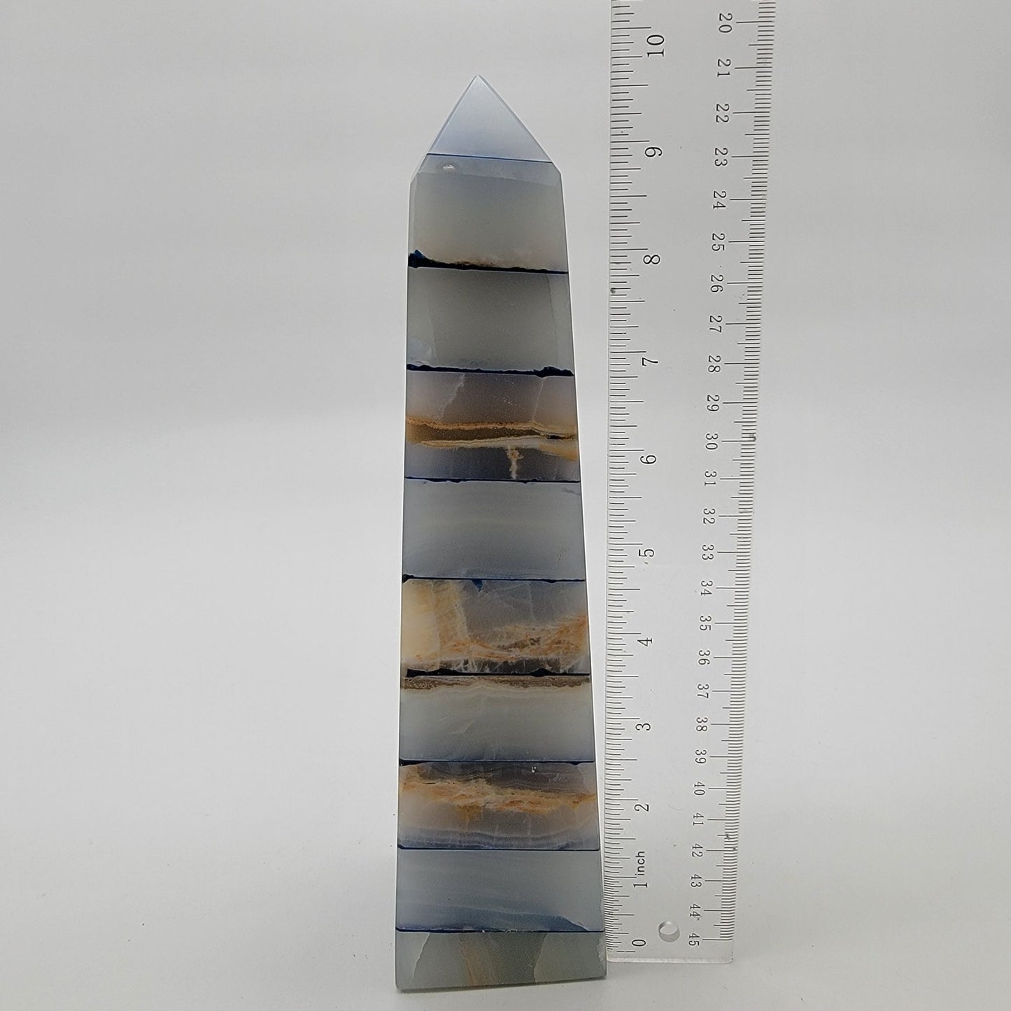 Vintage Neoclassical Banded Onyx Obelisk Tower