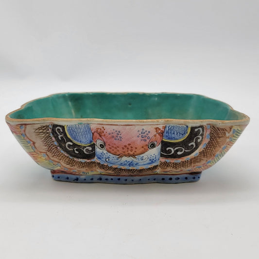Antique Chinese Guangxu Period Famille Rose Moth Bowl