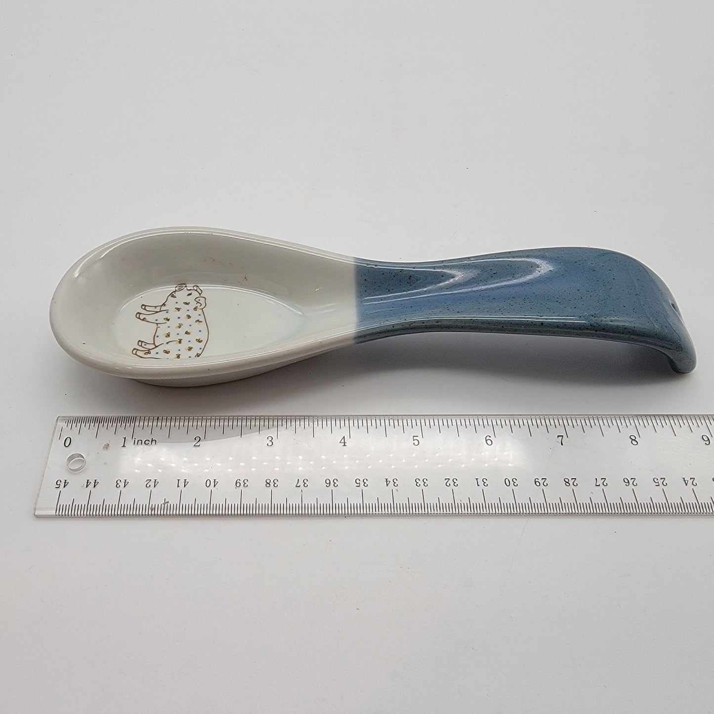 Vintage Otagiri Pig Stoneware Spoon Rest Blue and White