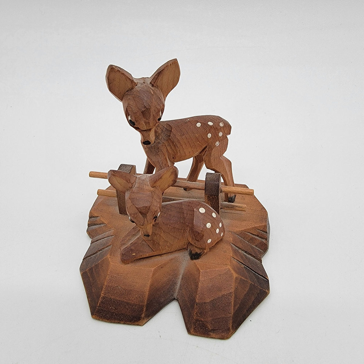 Vintage German Carved Wood Deer Fawn Figurine