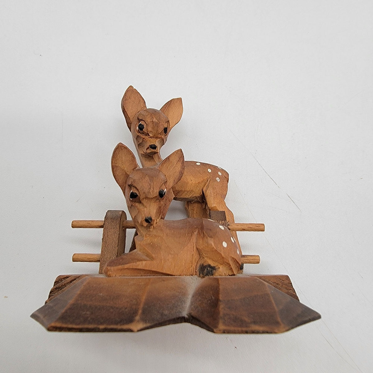 Vintage German Carved Wood Deer Fawn Figurine