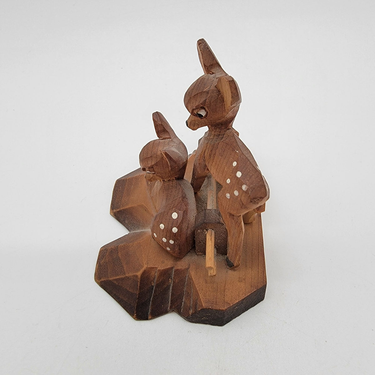 Vintage German Carved Wood Deer Fawn Figurine