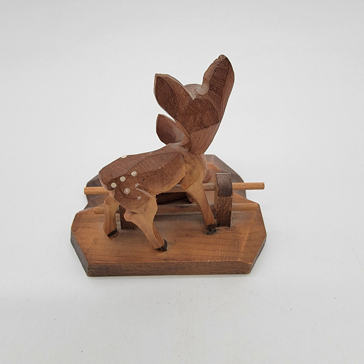Vintage German Carved Wood Deer Fawn Figurine