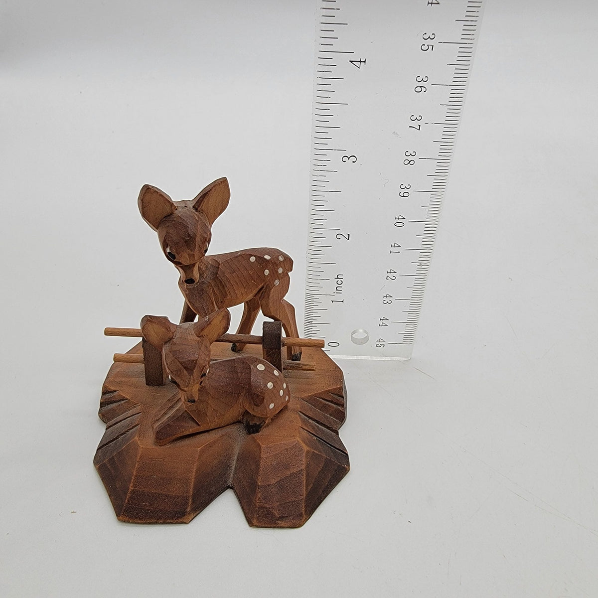 Vintage German Carved Wood Deer Fawn Figurine
