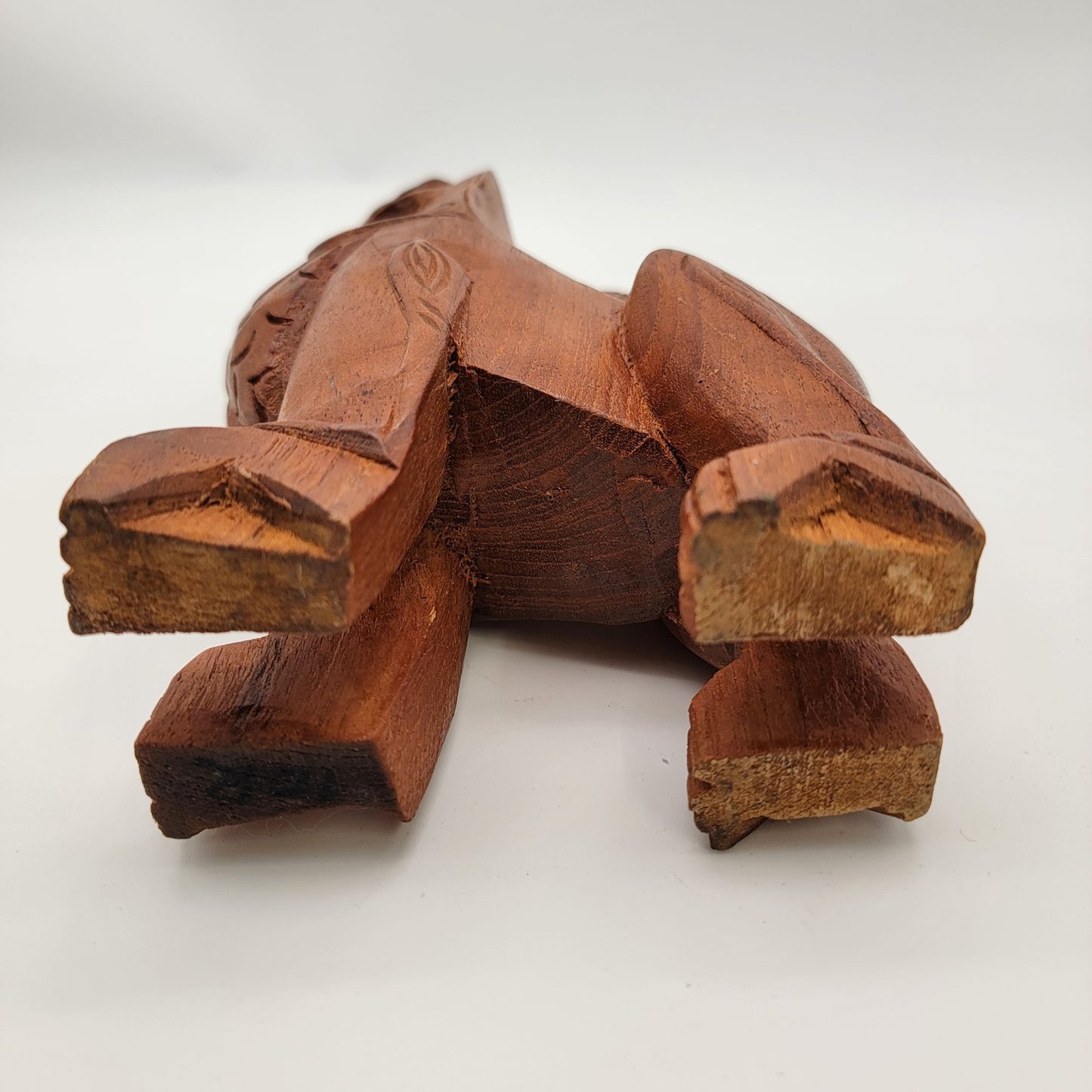 Hand-Carved Wooden Foo Dog Guardian Lion Statue