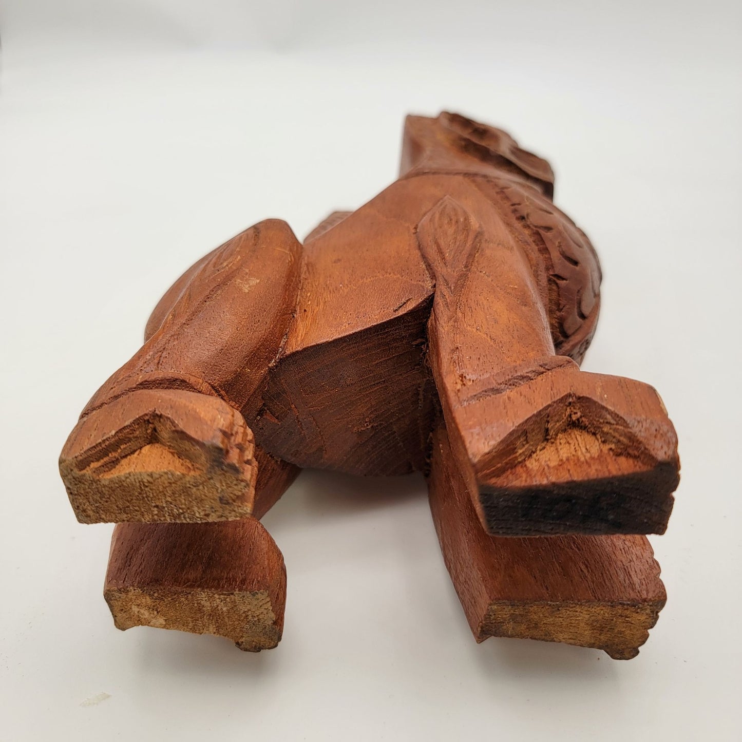 Hand-Carved Wooden Foo Dog Guardian Lion Statue