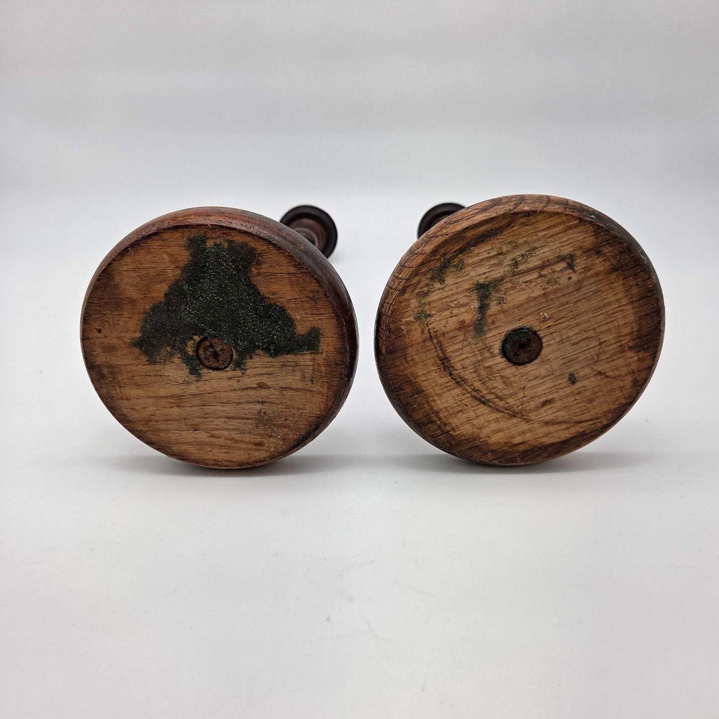 Pair Of Antique English Wooden Barley Twist Candle Holders