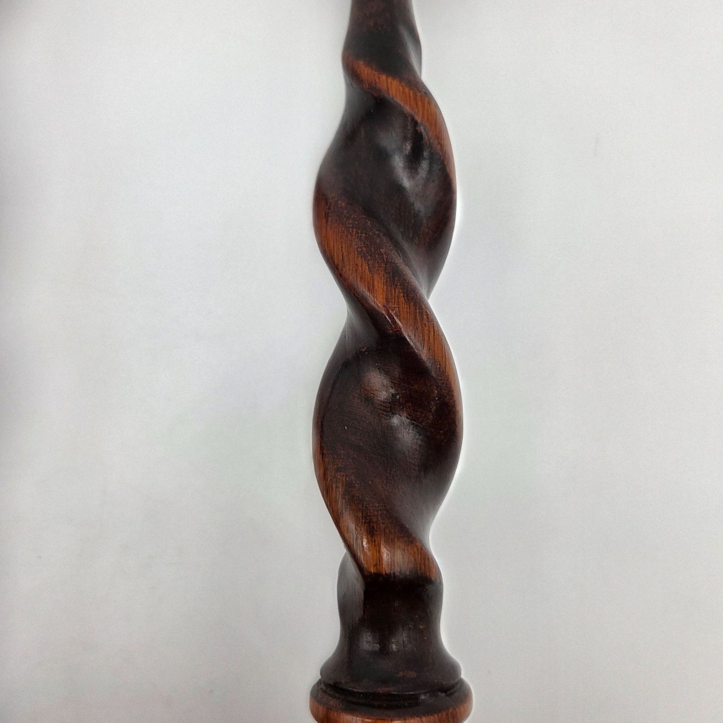 Pair Of Antique English Wooden Barley Twist Candle Holders