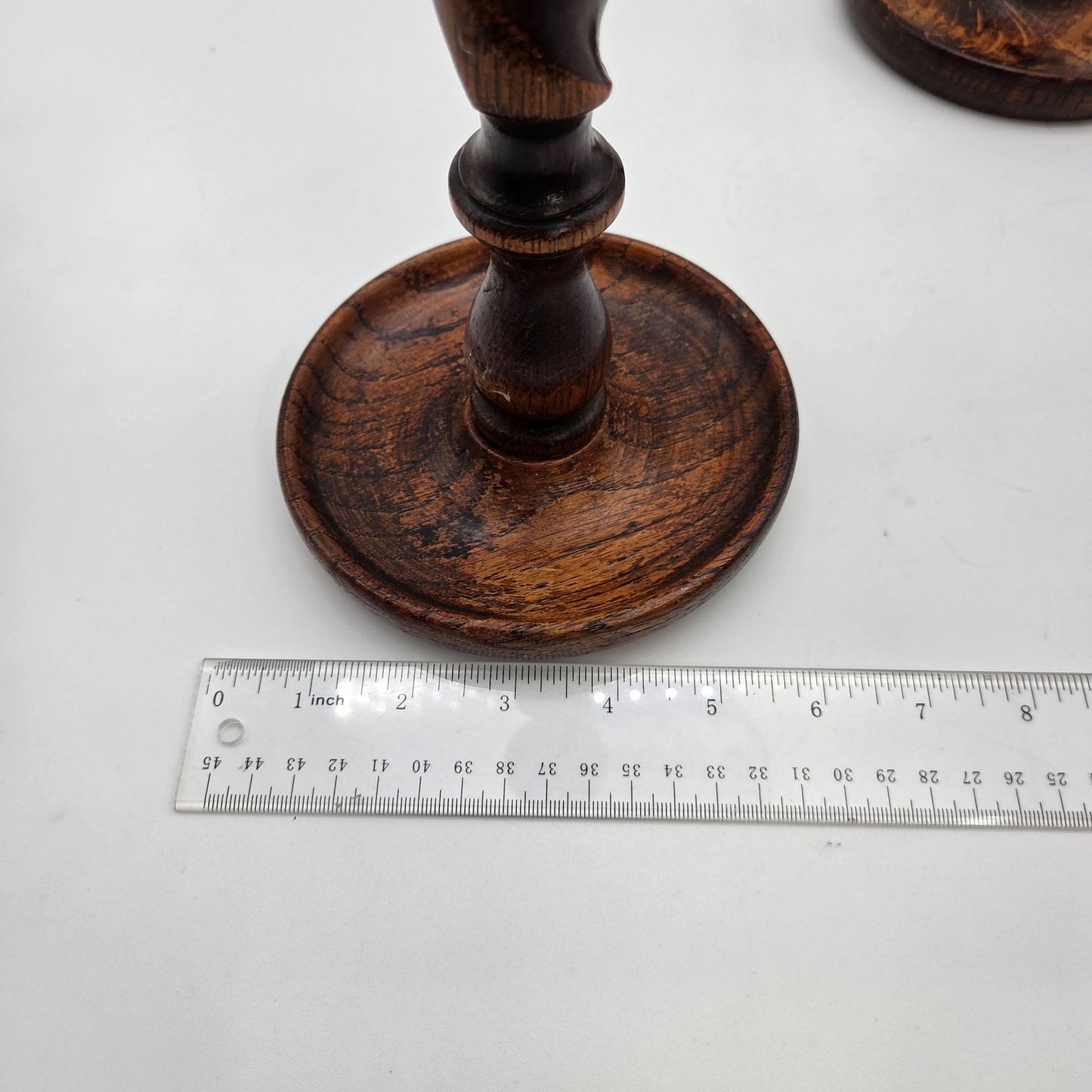 Pair Of Antique English Wooden Barley Twist Candle Holders