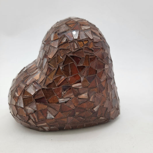3D Heart Mosaic Glass Sculpture Art