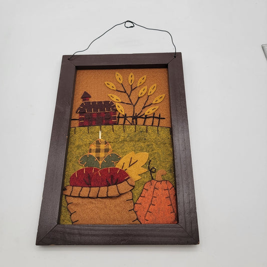 Autumn Harvest Themed Framed Wall Art With Felt Detailing