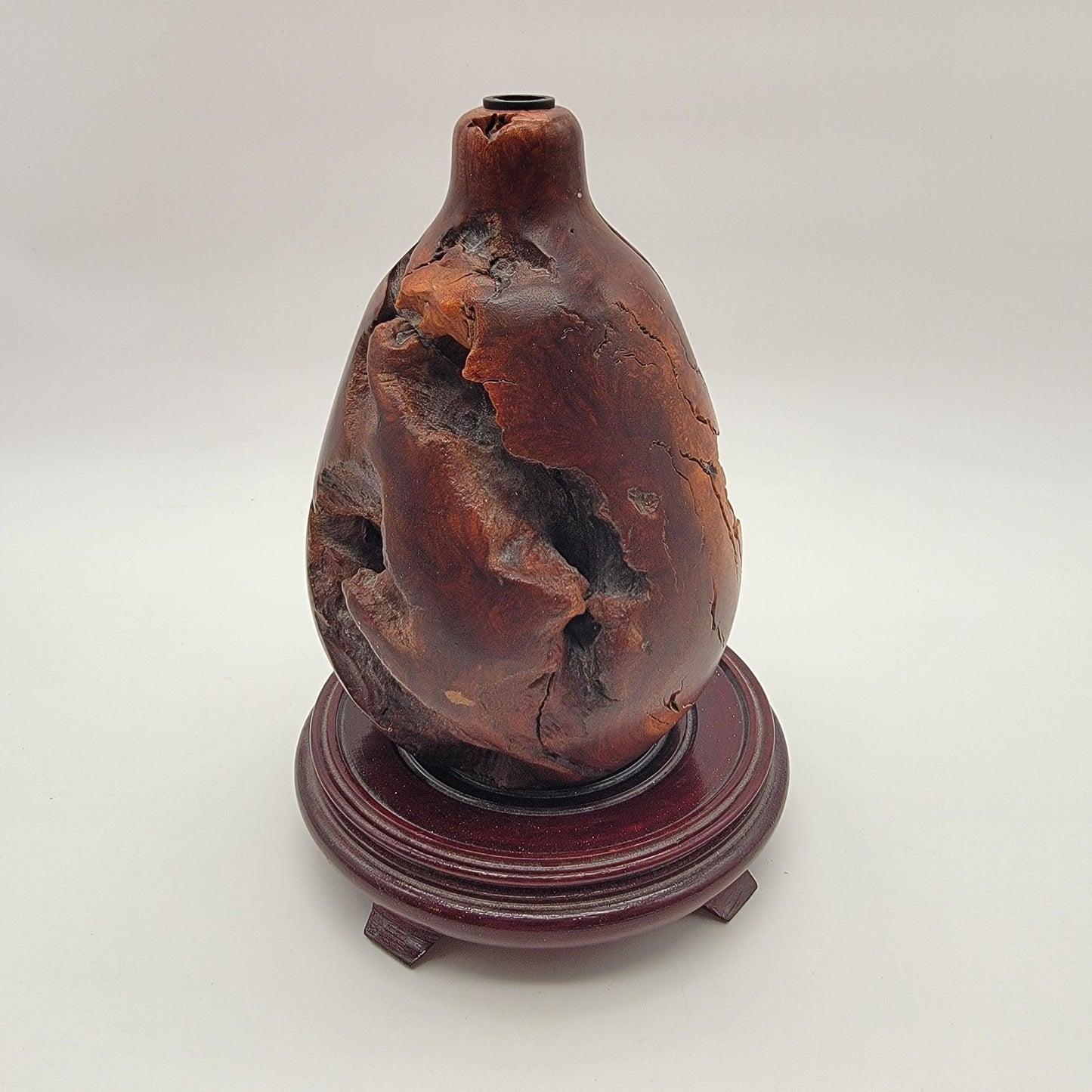 Vintage Raw Manzanita Burl Wood Turned Vase