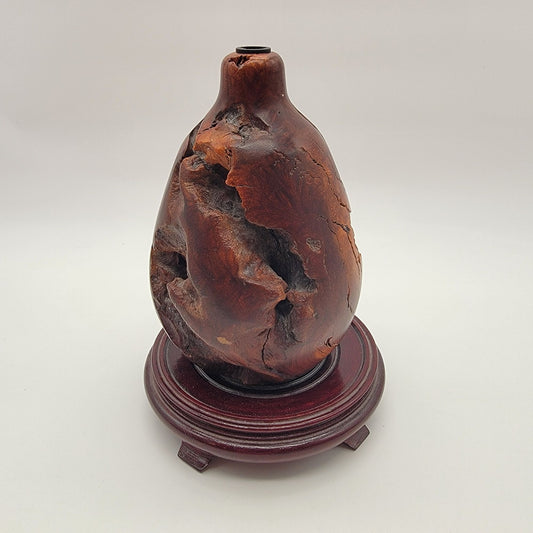 Vintage Raw Manzanita Burl Wood Turned Vase
