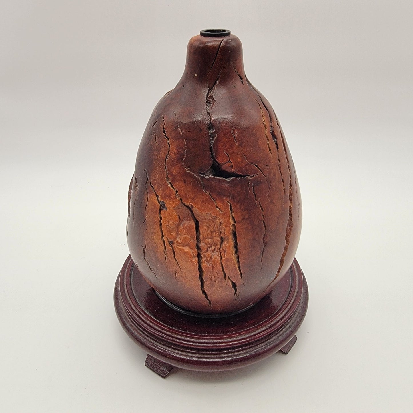 Vintage Raw Manzanita Burl Wood Turned Vase