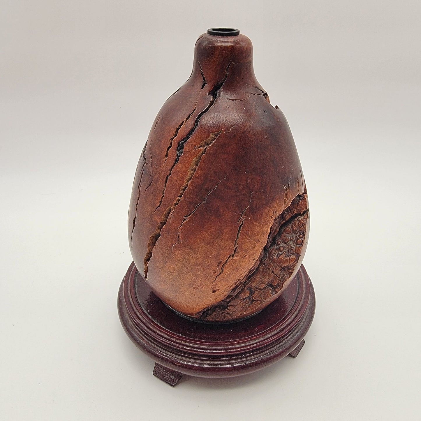 Vintage Raw Manzanita Burl Wood Turned Vase