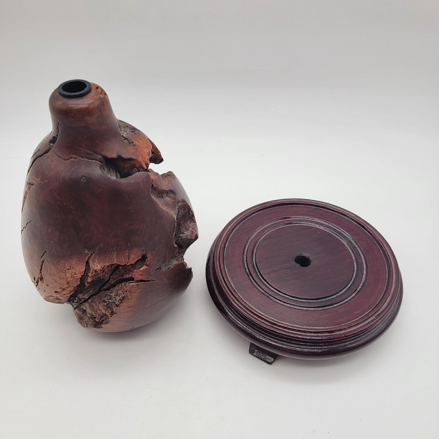 Vintage Raw Manzanita Burl Wood Turned Vase