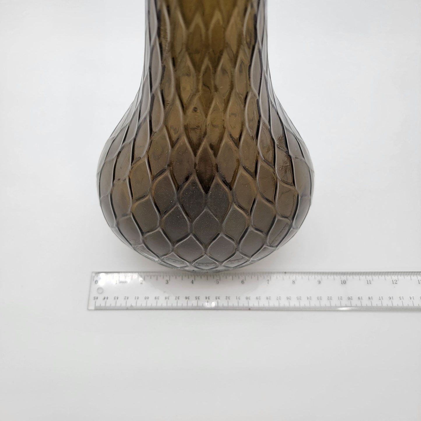 Mid Century Empoli Art Glass Genie Bottle Decanter with Stopper Green Quilted  - 26"