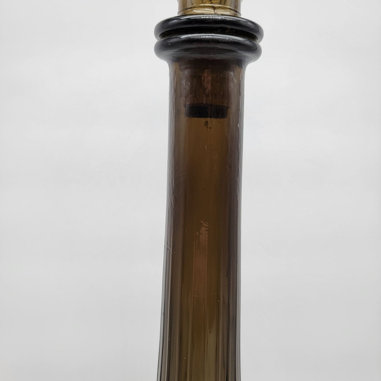 Mid Century Empoli Art Glass Genie Bottle Decanter with Stopper Green Quilted  - 26"