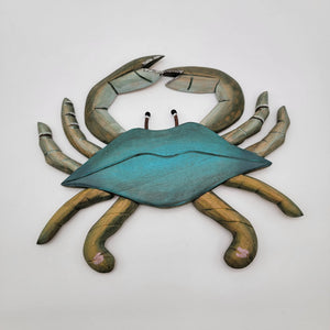 Blue Crab Wood Wall Art Nautical Coastal Decor