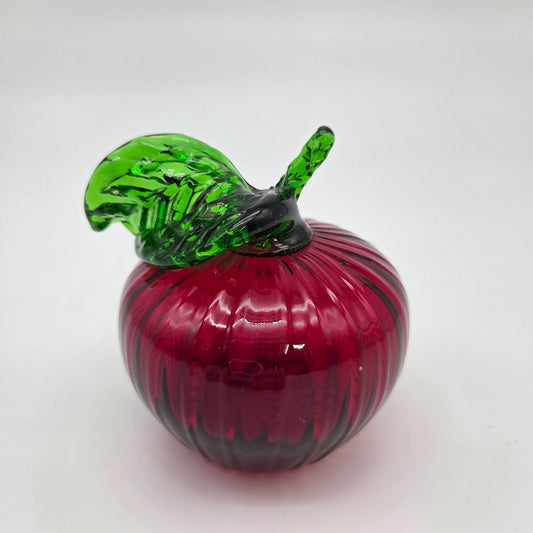 Hand Blown Red Art Glass Apple