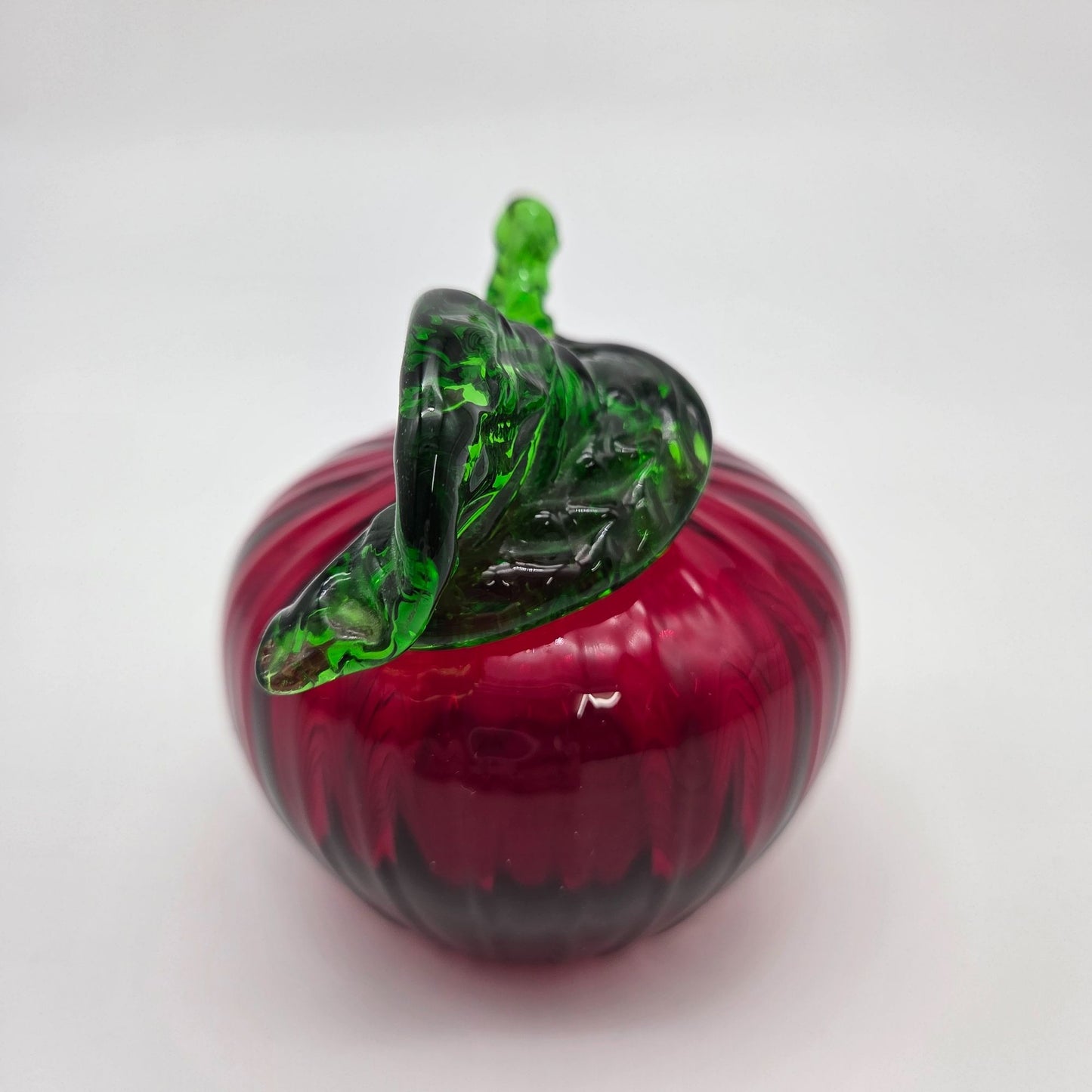 Hand Blown Red Art Glass Apple