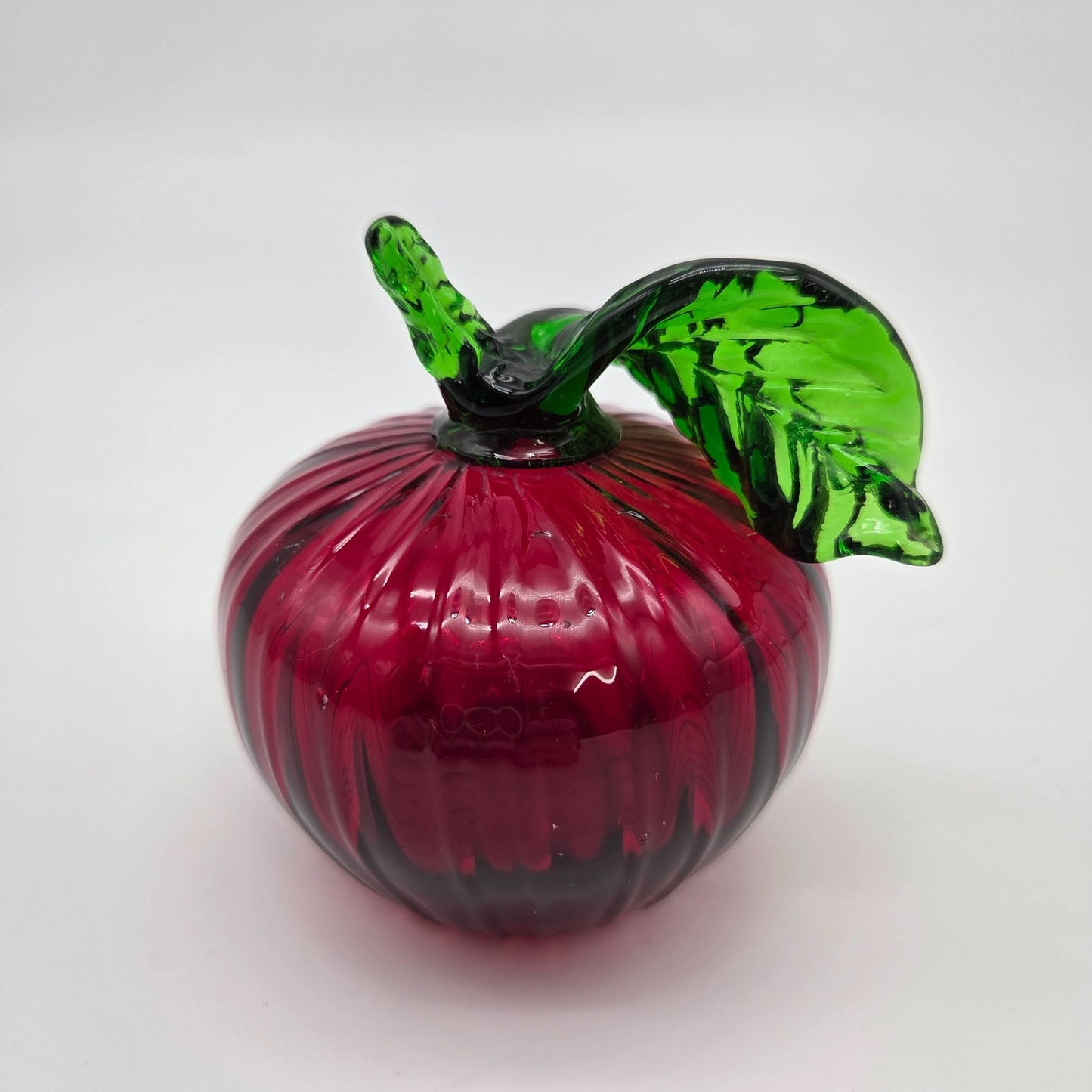 Hand Blown Red Art Glass Apple