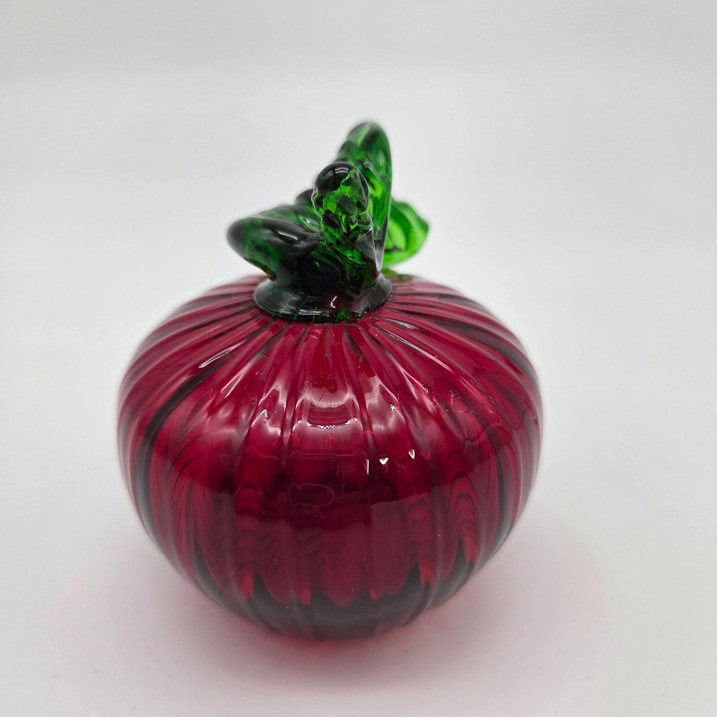 Hand Blown Red Art Glass Apple