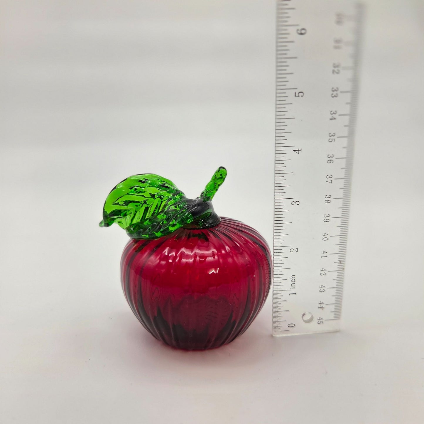 Hand Blown Red Art Glass Apple
