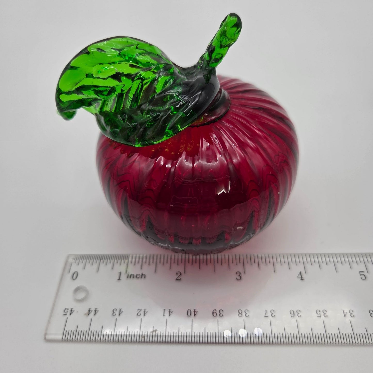 Hand Blown Red Art Glass Apple