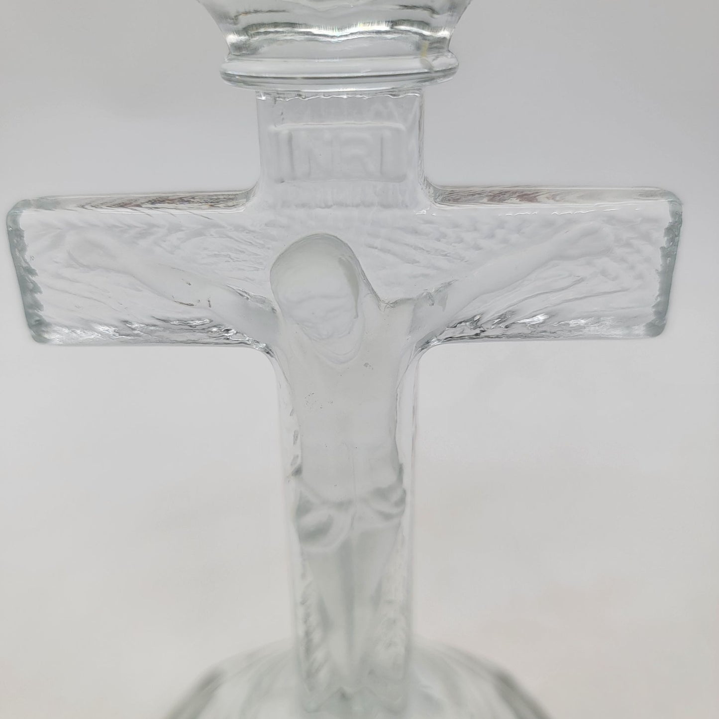 Vintage Pressed Glass Crucifix Cross Candle Holder