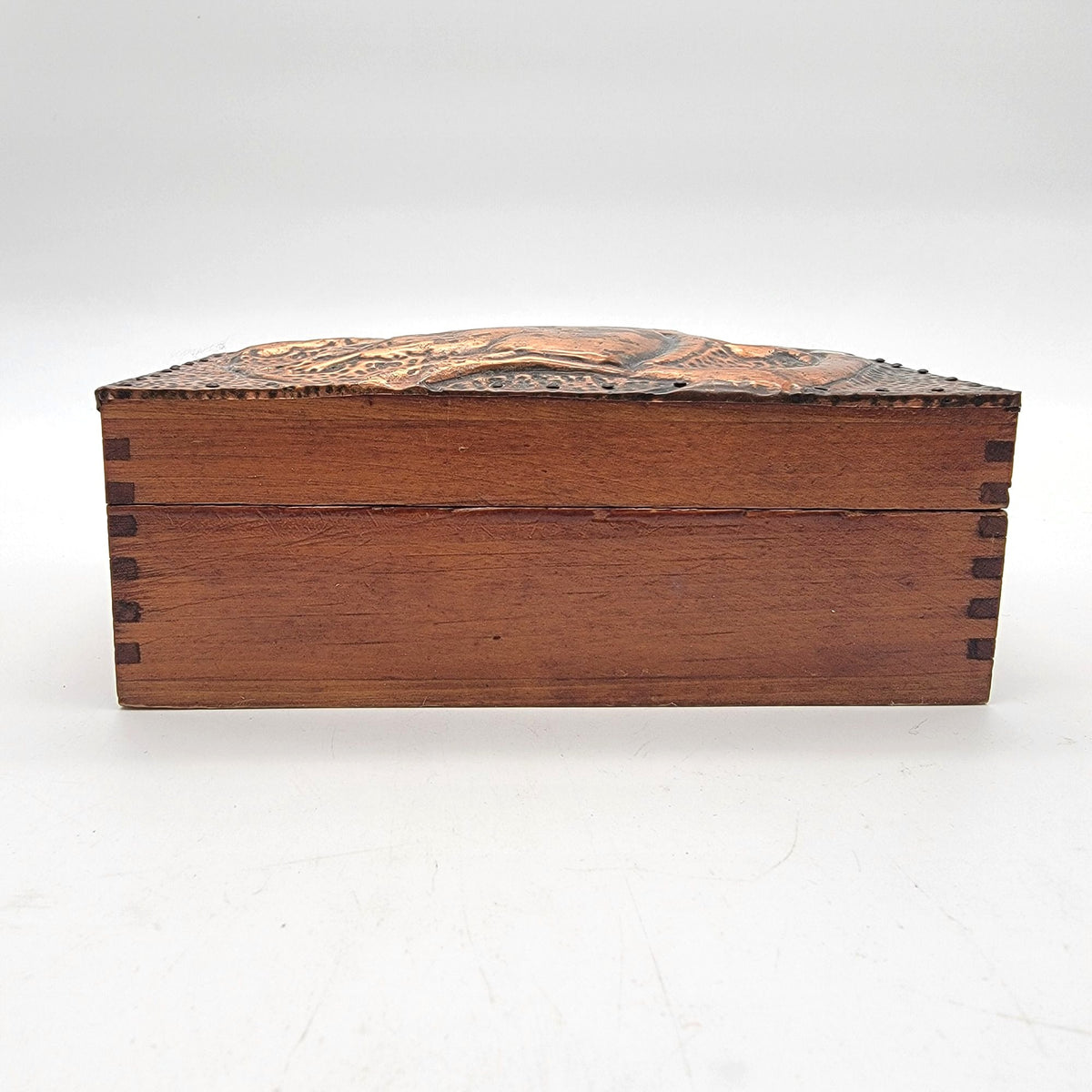 Vintage Hammered Copper Repousse Squirrel Wood Box
