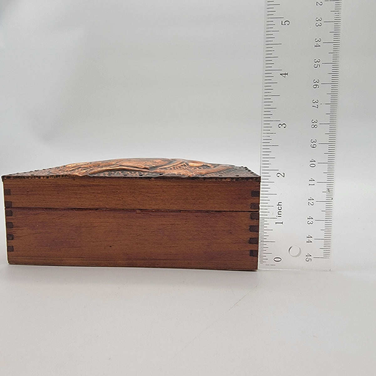 Vintage Hammered Copper Repousse Squirrel Wood Box