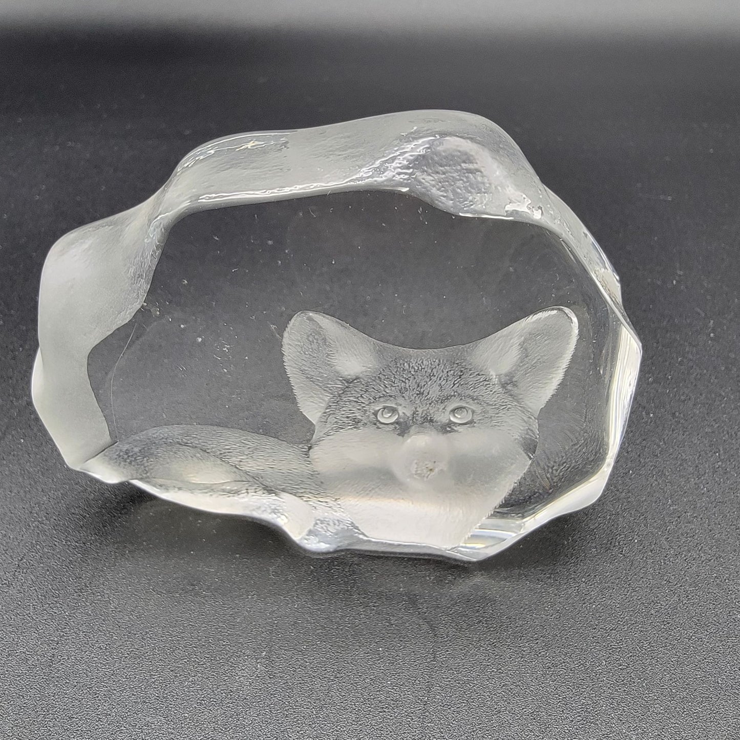 Mats Jonasson Signed Lead Crystal Fox Paperweight