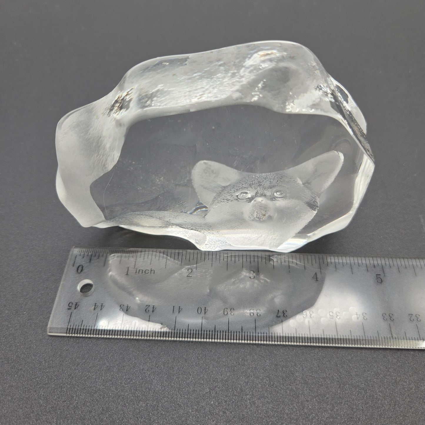 Mats Jonasson Signed Lead Crystal Fox Paperweight