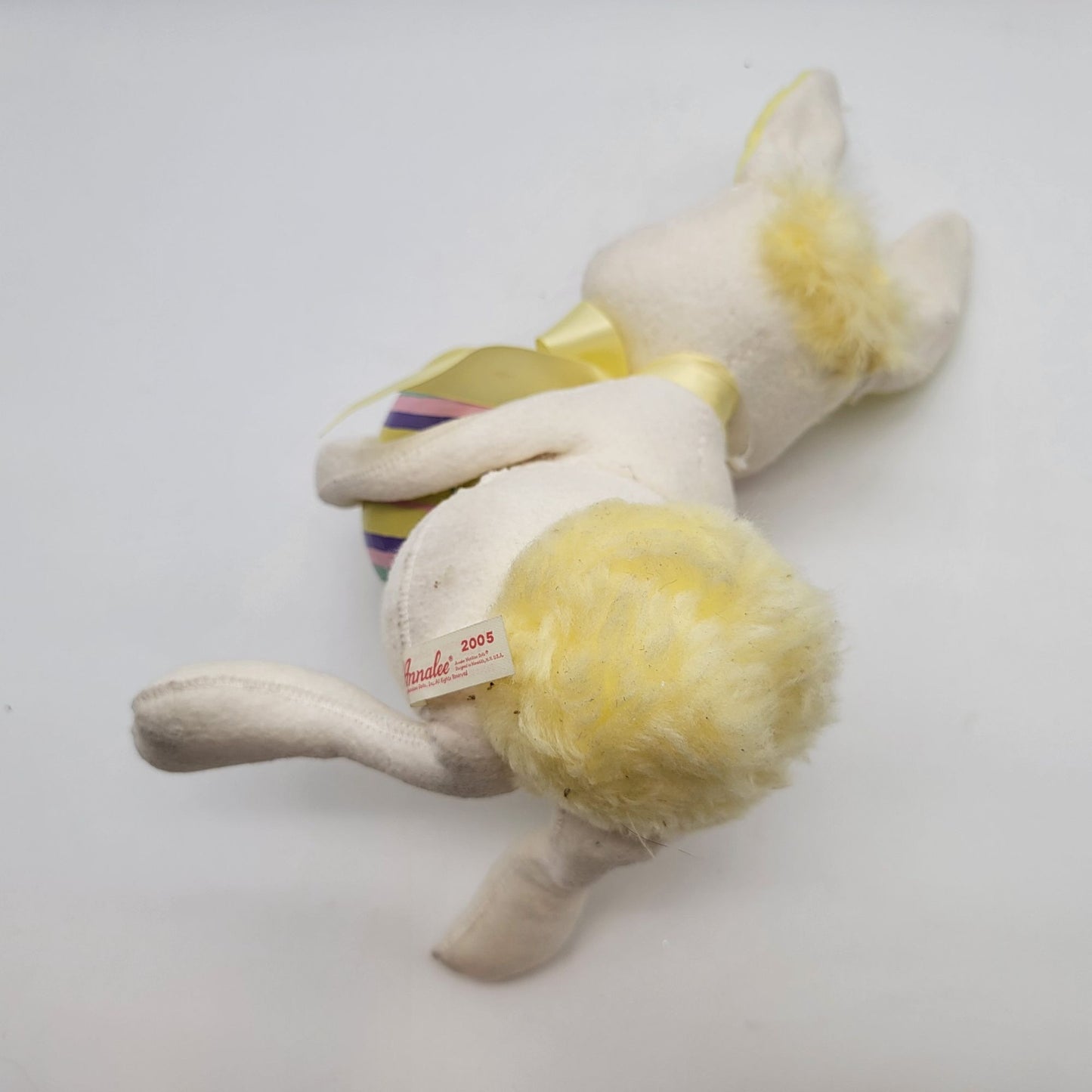 2005 Annalee Easter Bunny Doll 15" Plush With Yellow Ears