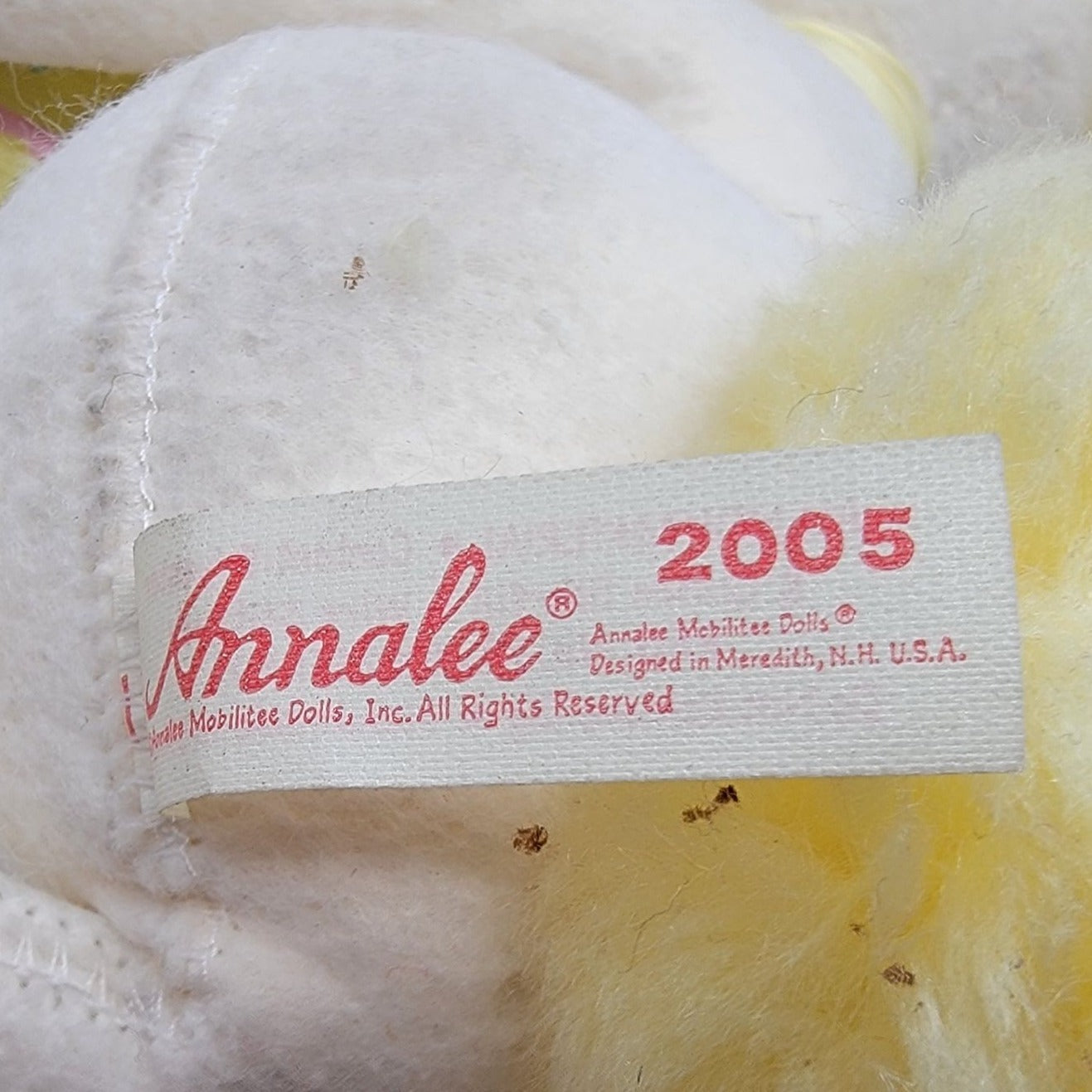 2005 Annalee Easter Bunny Doll 15" Plush With Yellow Ears