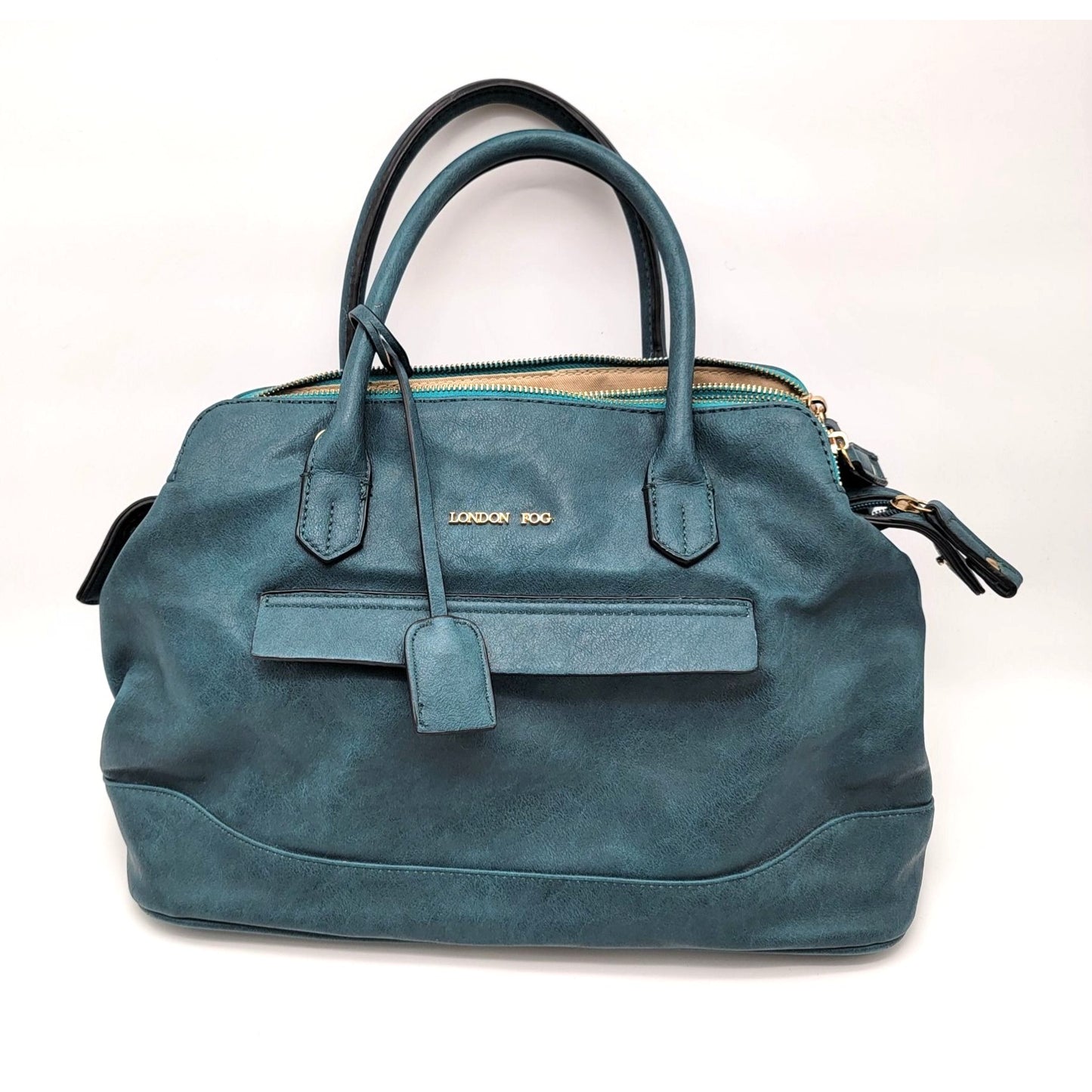 London Fog Preston Teal Triple Compartment Satchel Bag