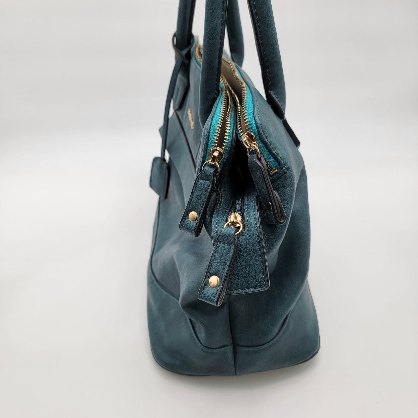 London Fog Preston Teal Triple Compartment Satchel Bag