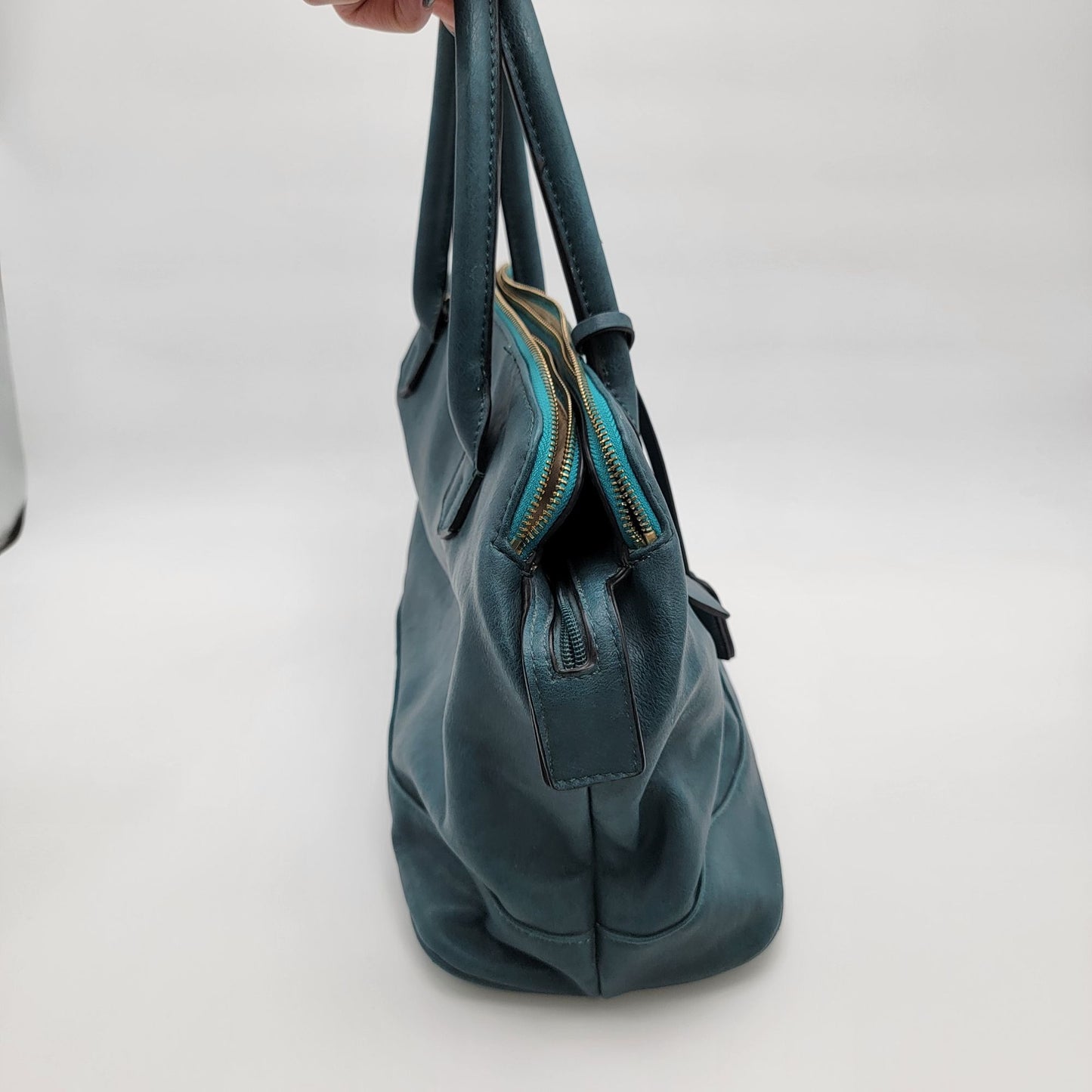 London Fog Preston Teal Triple Compartment Satchel Bag
