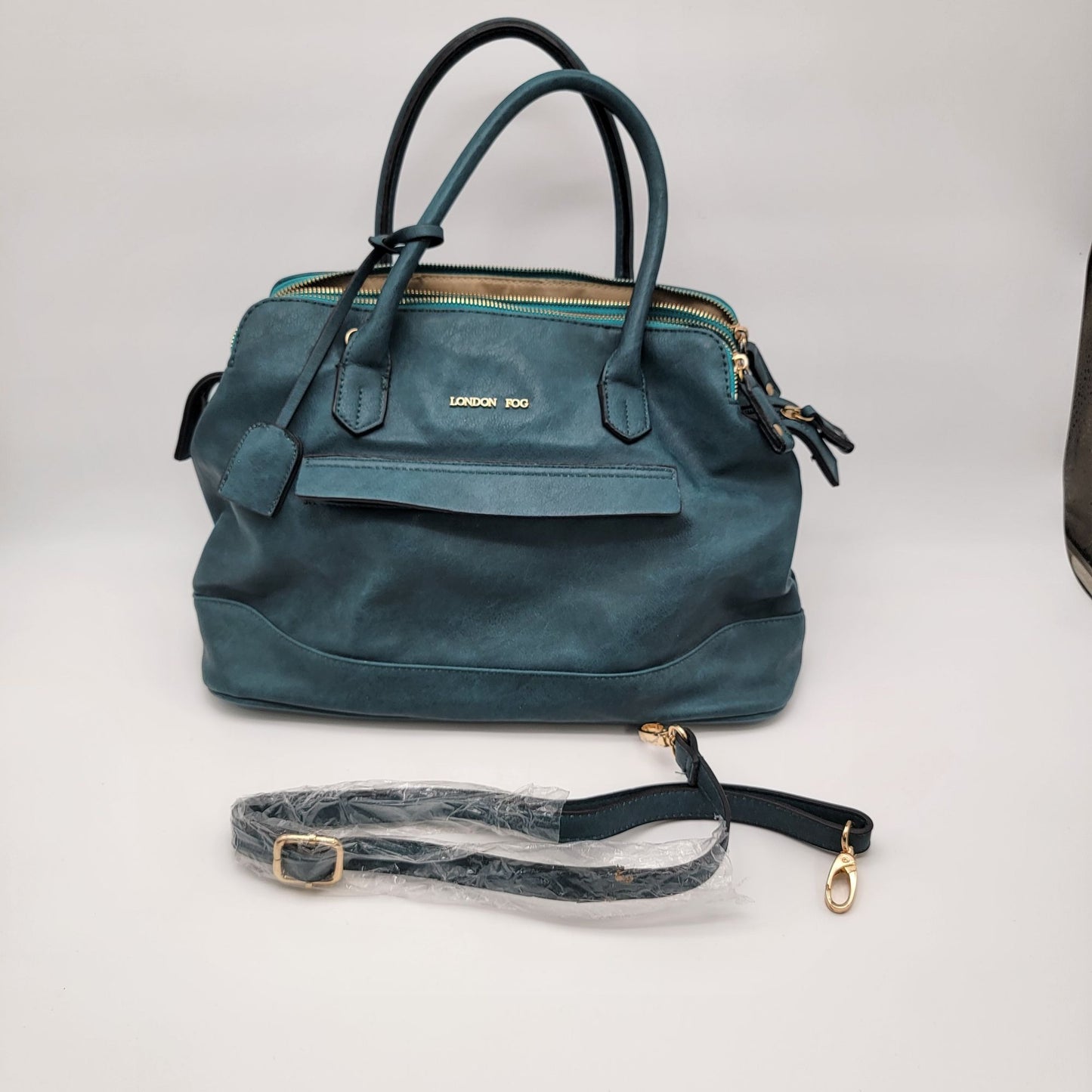 London Fog Preston Teal Triple Compartment Satchel Bag