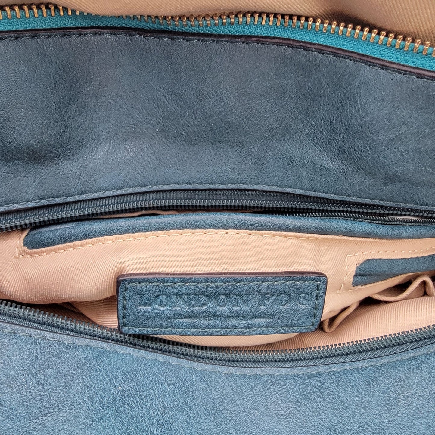 London Fog Preston Teal Triple Compartment Satchel Bag
