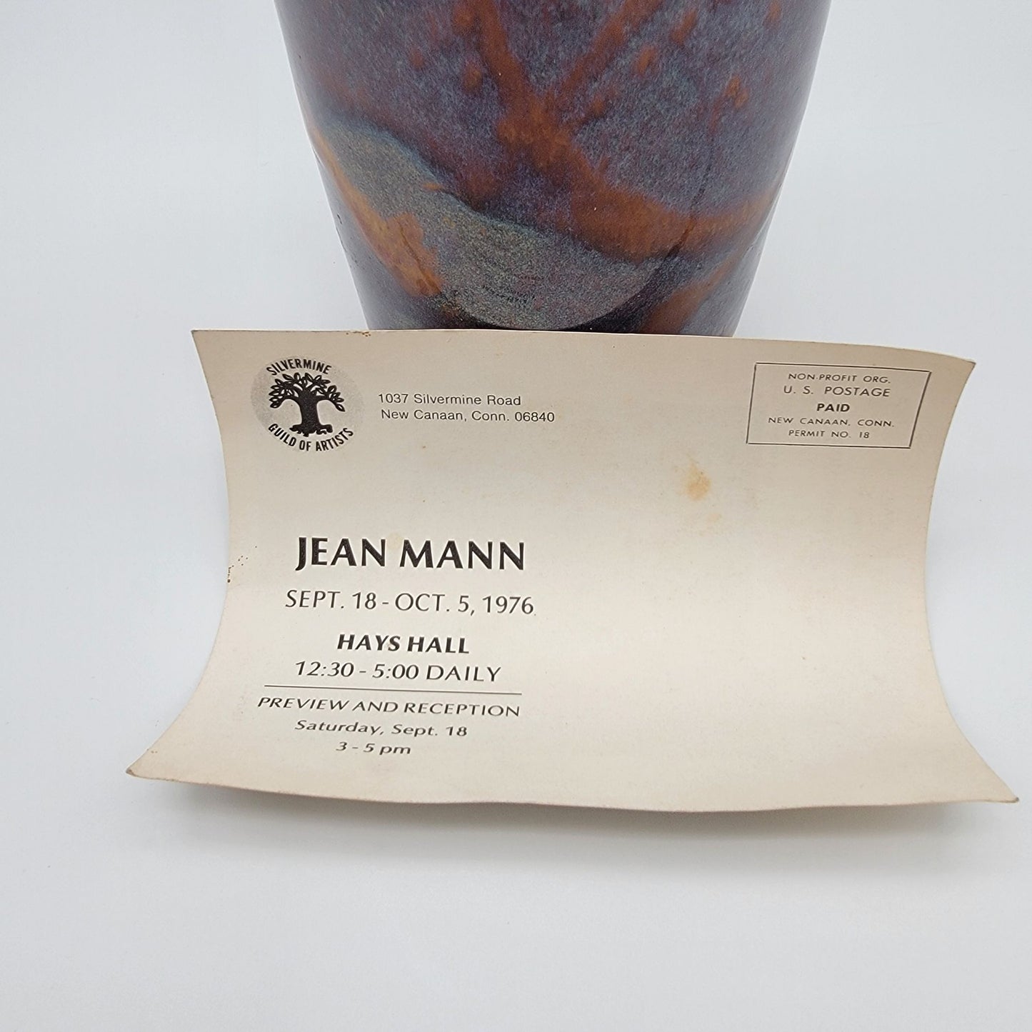 Vintage Jean Mann Signed Art Pottery Vase