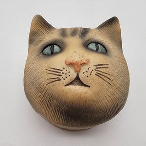 Vintage Panda by Pintar Cat Head Porcelain Trinket Box