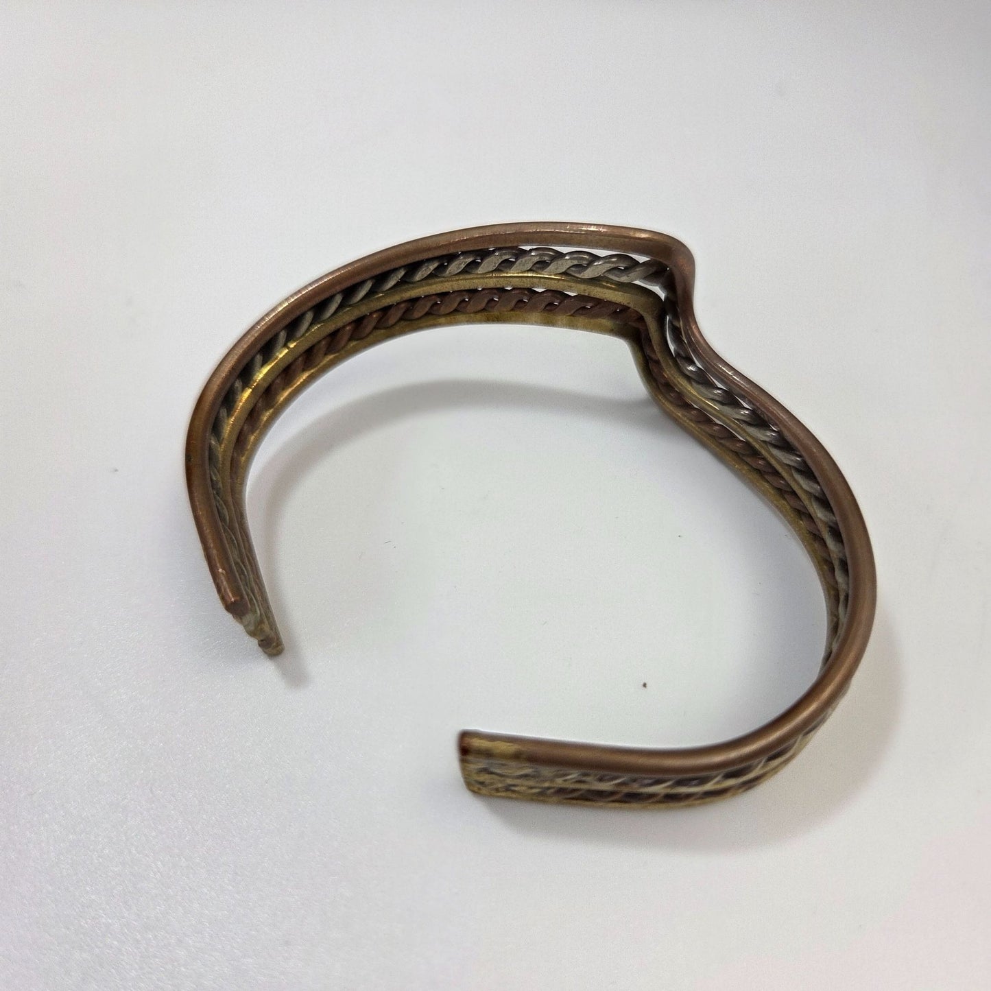Vintage Taxco Mixed Metal Wavy Cuff Bracelet