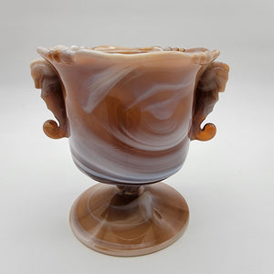 Vintage Imperial Glass Caramel Slag Seahorse Pedestal Dish