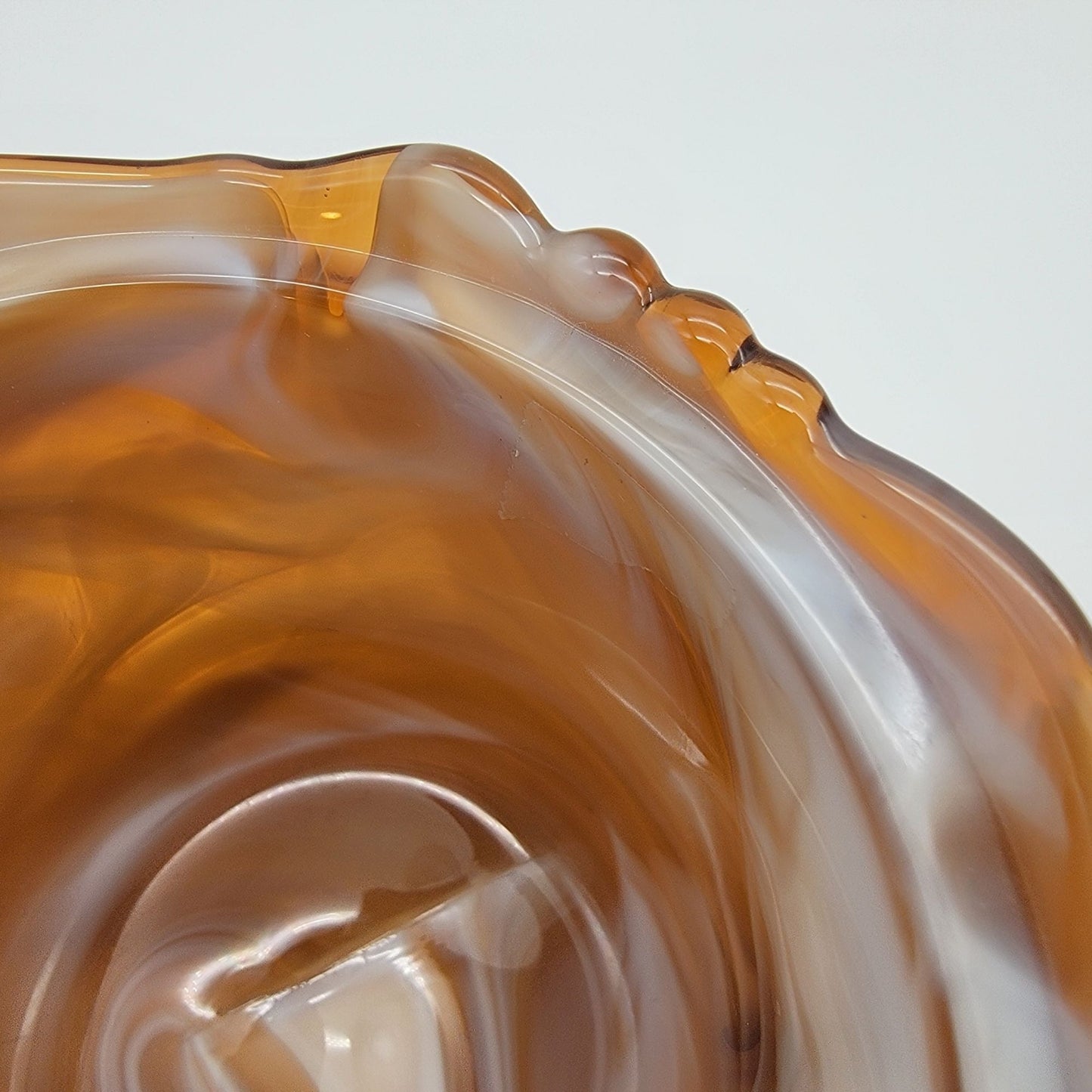 Vintage Imperial Glass Caramel Slag Seahorse Pedestal Dish