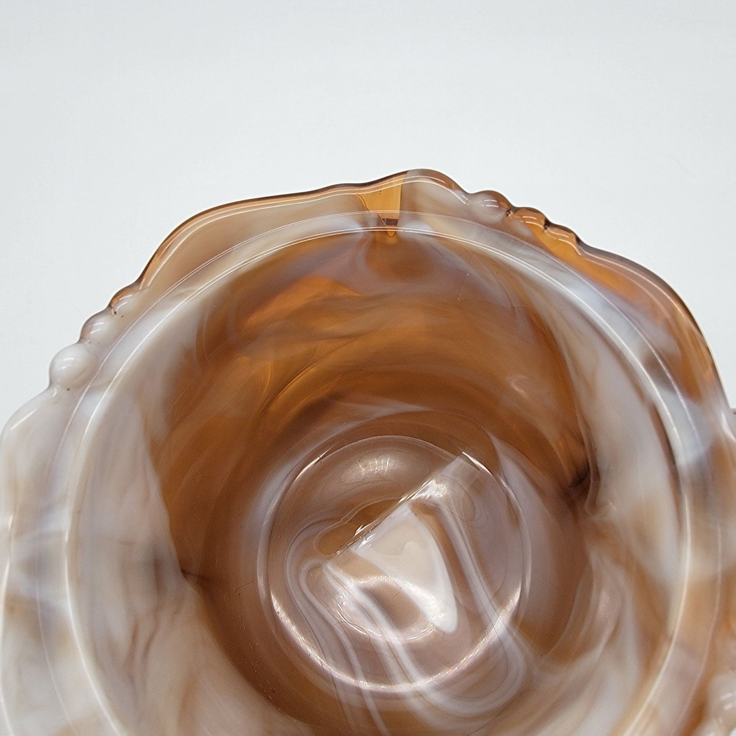 Vintage Imperial Glass Caramel Slag Seahorse Pedestal Dish