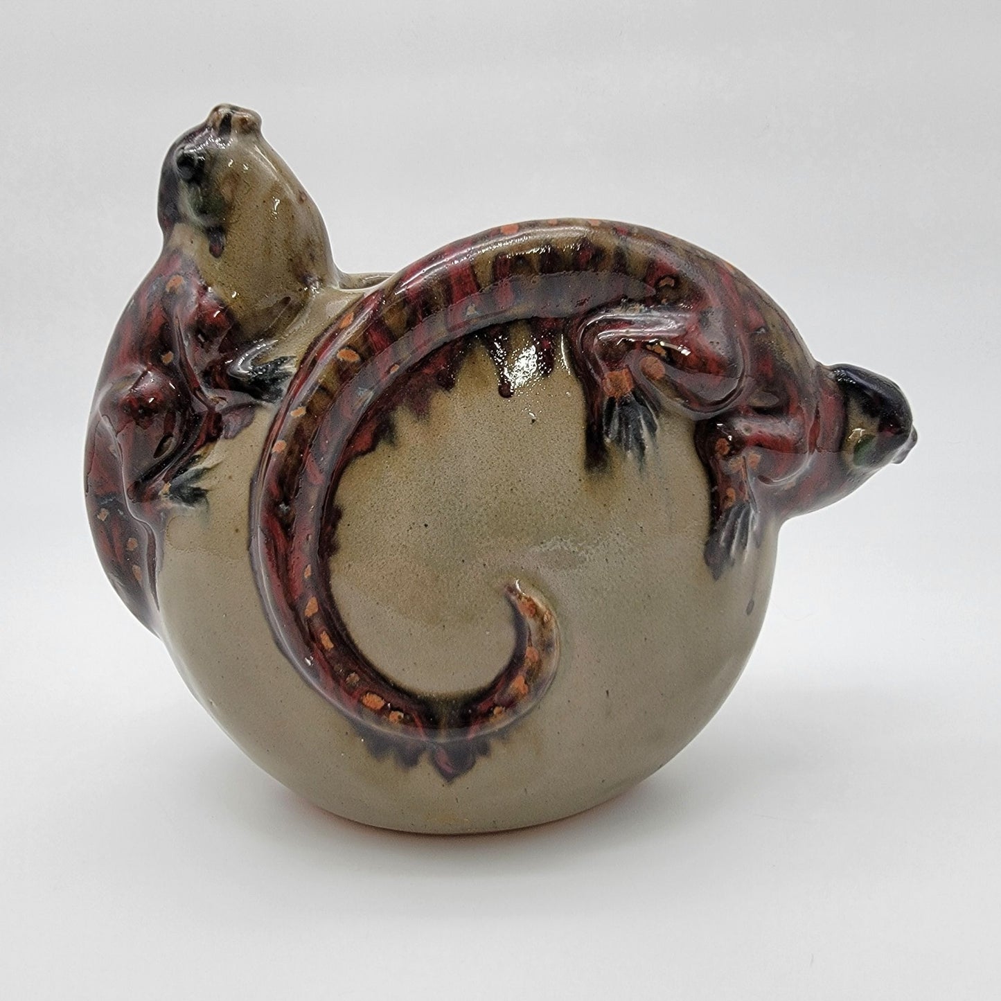 Jorge Wilmot Tonala Pottery Double Iguana Vase